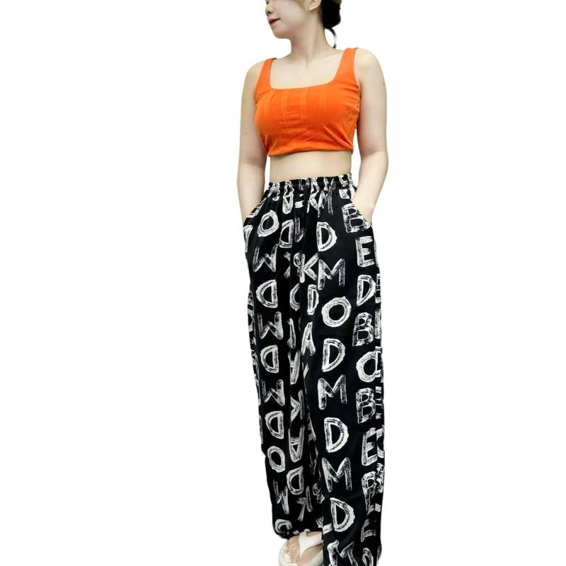 Quần Lụa Hoạ Tiết Dài 109cm SL01 Nữ Pants