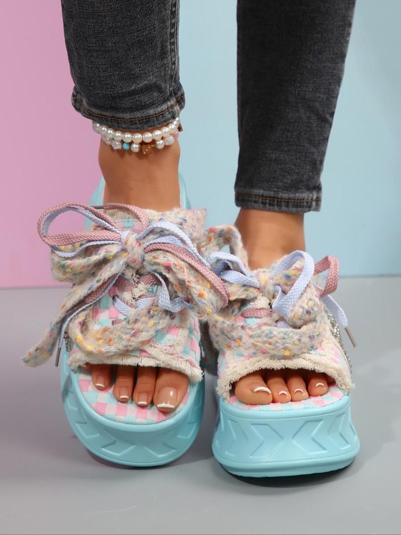 Product Introduction of Women's Fashionable Platform Sandals, Casual Comfortable Wedge Sandals for Daily Wear, Lightweight Breathable Shoes for Women & Girls, Summer 5