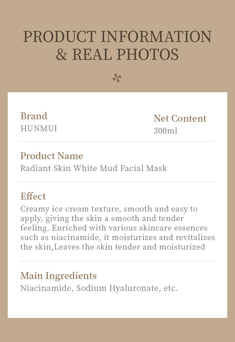 Product Introduction of HUIMUI Han Lun Beauty Feather Rejuvenating White Clay Bare Face Body Mask for Skin Brightening Comfort 8