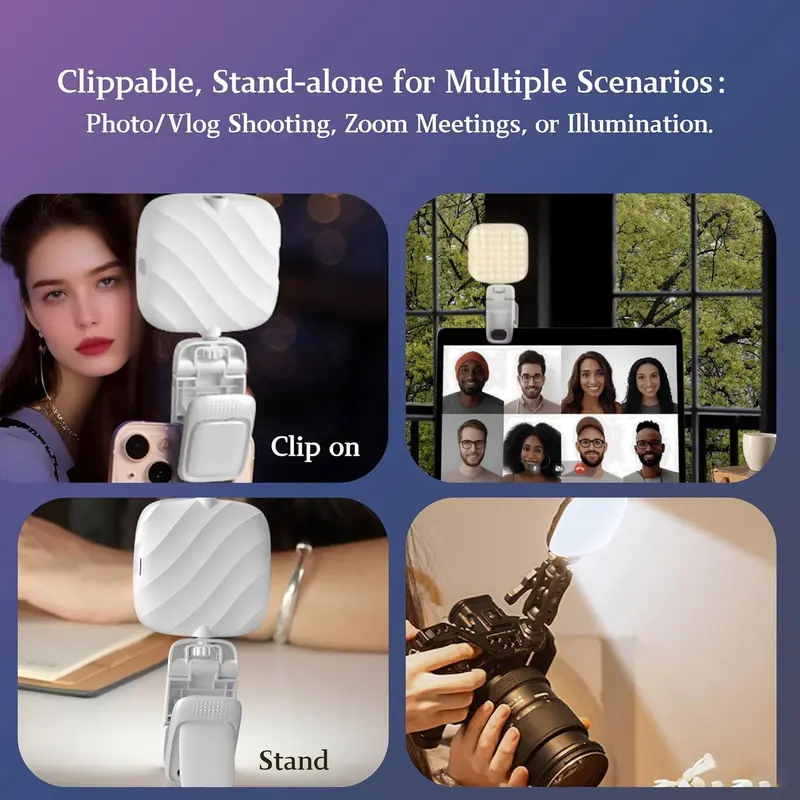 LED Selfie Light with Clip, USB Rechargeable Photography Fill Light, 360° Rotatable Light for Studio Portrait Shooting, Perfect to Meet The Needs Of Summer Photography 5
