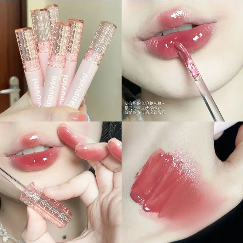 Gương thủy tinh Son bóng Dưỡng ẩm Lâu dài Pha lê Bóng Nước Ánh sáng Son bóng Không thấm nước Cốc chống dính Nước Son bóng Trang điểm