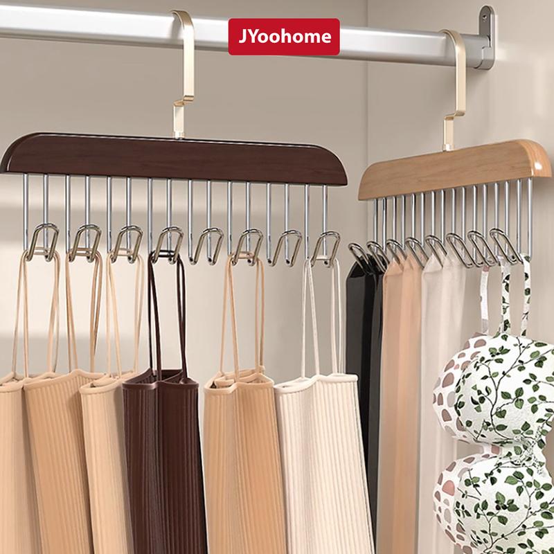 COMBO 5 Móc gỗ treo đồ lót áo ngực, 2 dây bra JYoohome Giá treo 8 mắc bằng gỗ treo áo lót cà vạt thắt lưng túi xách gọn Kẹp Có thể xoay được Tất móc treo & kẹp