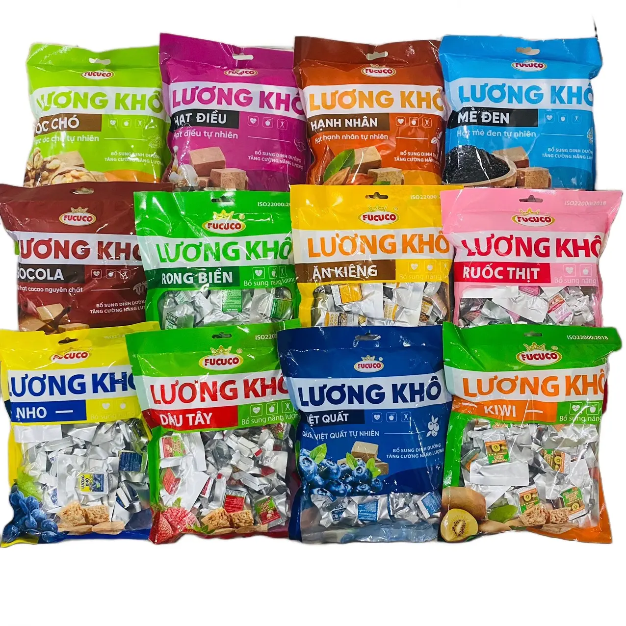 Combo 2 túi Lương khô Fucuco mix hạt dinh dưỡng trái cây ngon bá cháy -( Mỗi túi 400G có khoảng 26 gói nhỏ) Snack Ăn Vặt