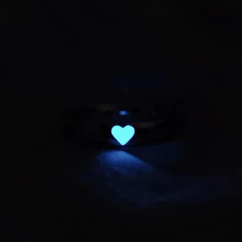 Product Introduction of Japanese and Korean Elemexsu Niche Love Luminous Ring Adjustable Mouth One Pair of Lovers Ring for Girlfriend 6