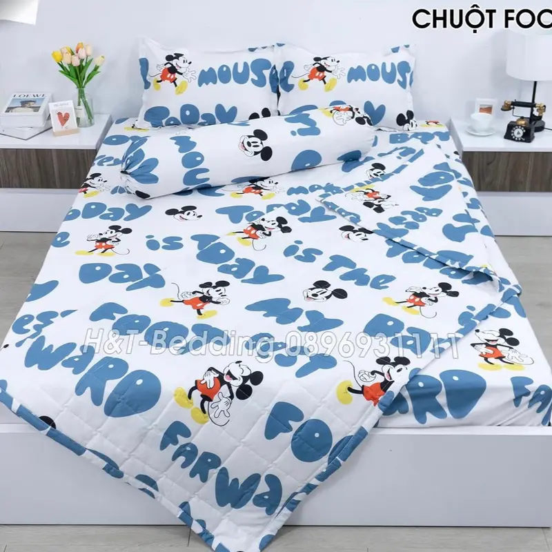 Bộ 5 món PHAO ( 2 vỏ gối đầu + 1 ga + 1 vỏ gối ôm + 1 chăn dày dặn ) 4