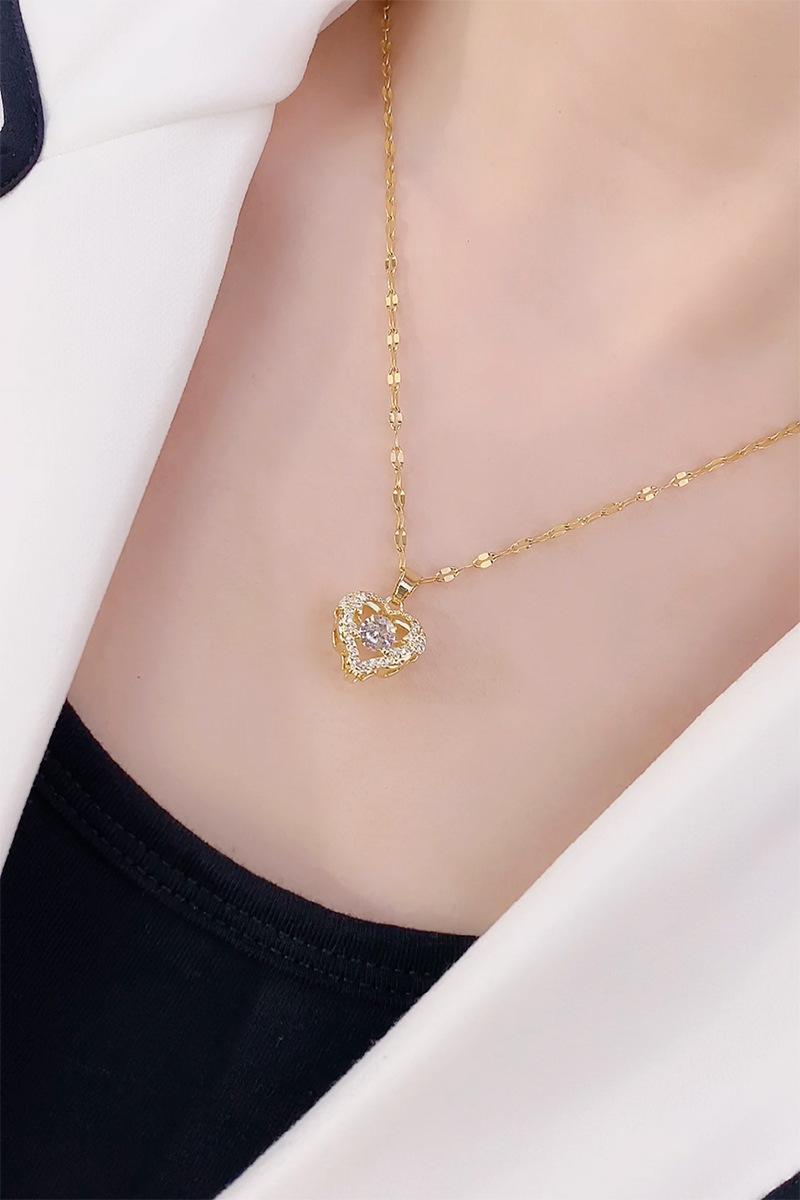 Product Introduction of Tình yêu thông minh tỏa sáng vòng cổ thời trang bằng thép titan nữ nhẹ sang trọng thiết kế thích hợp chuỗi xương đòn vòng cổ mặt dây chuyền 4
