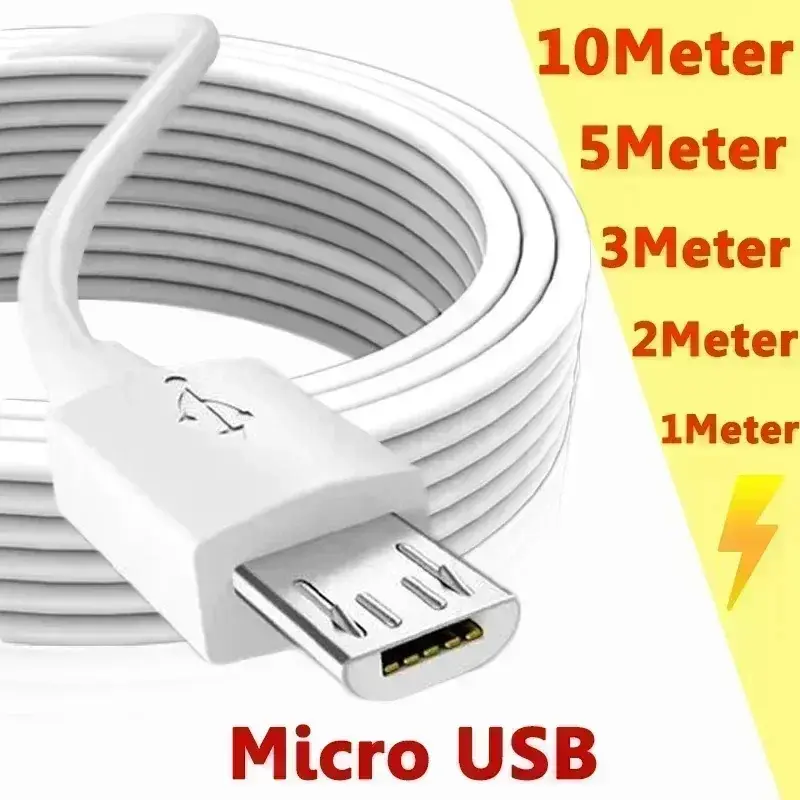 Premium 10/5/3/2/1m Extra Long Micro USB Extension Data Cable for Camera Tablet SmartTV Micro USB Male To USB A Male Charge Cord