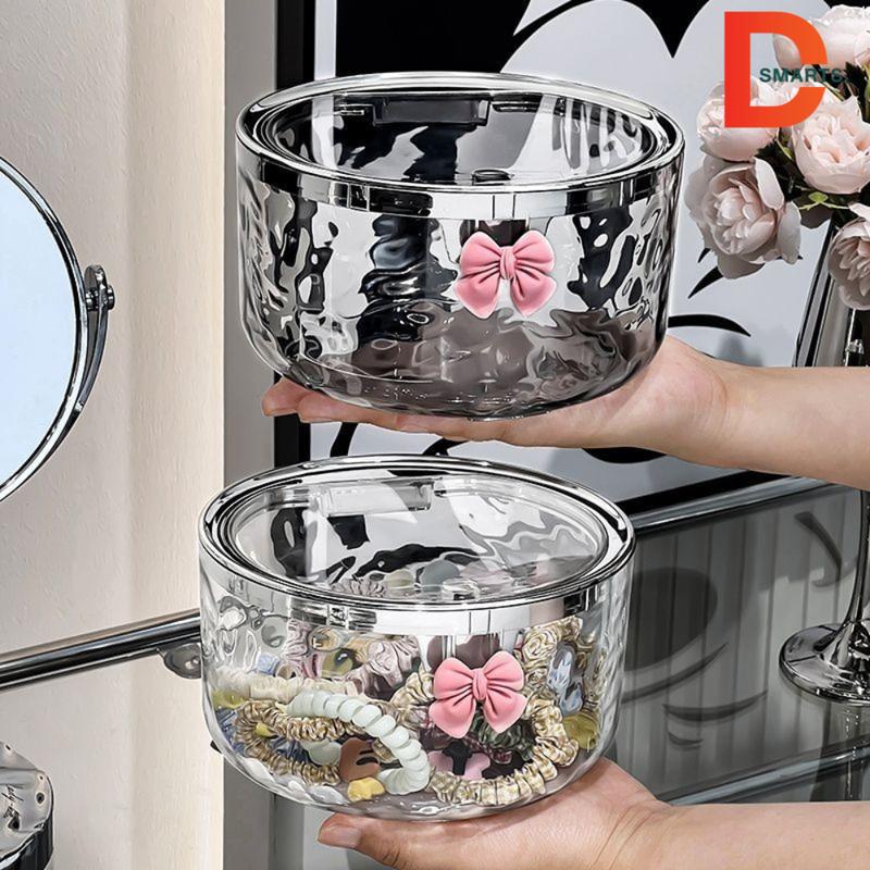 Hộp đựng đồ trong suốt vân kim cương có nắp bấm, hộp đựng kẹp tóc khuyên tai, đựng đồ đa năng.