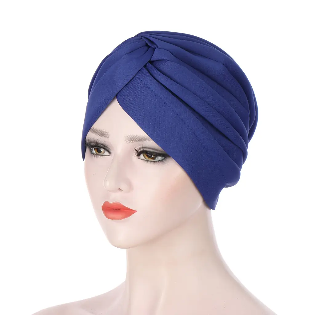 2025 New Fashionable Versatile StyleFashion Indian Solid Color Twist Space Cotton Hand-sewn Muslim Turban Hat