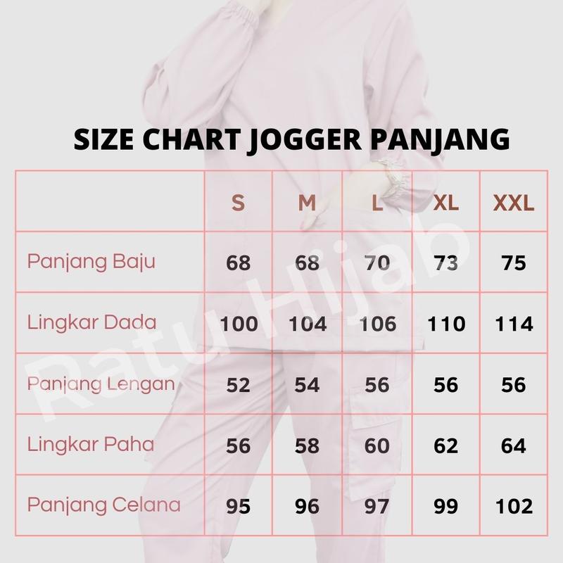 [RatuHijabCilacap] Baju Ok Oka Celana Jogger Cargo Lengan Panjang Karet Bahan American Drill Wanita Setelan Kerah V 1