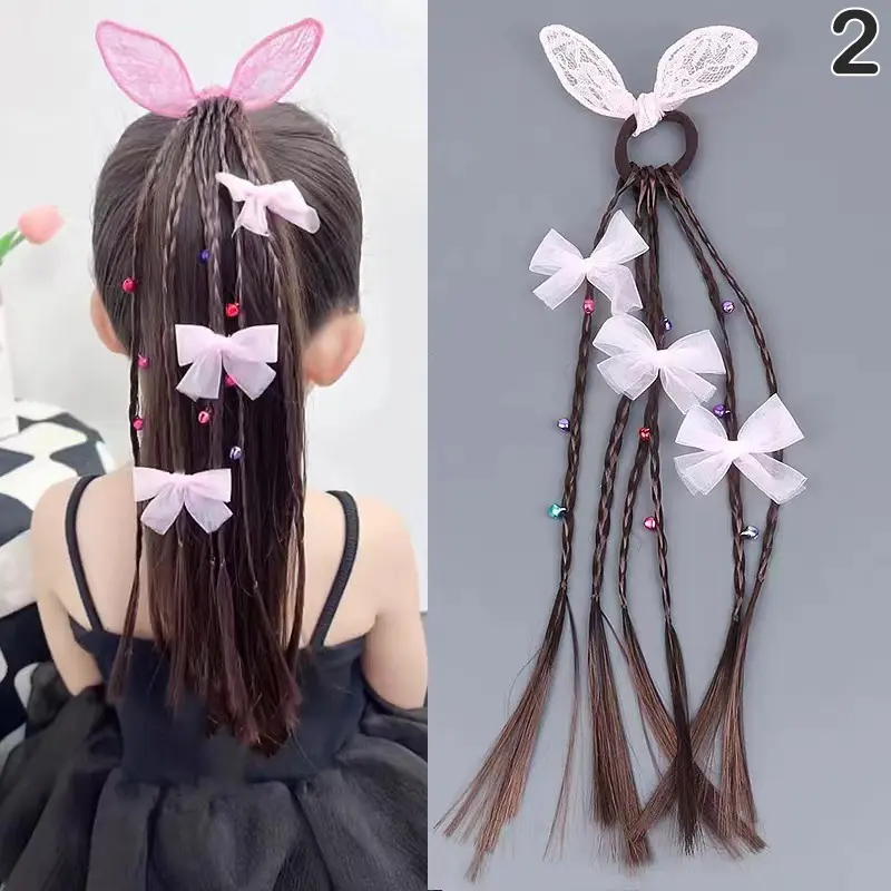 Tóc Giả Tai Thỏ Nơ Cho Trẻ Em, Tóc Đuôi Ngựa Dreadlocks, Dây Buộc Tóc Đuôi Ngựa, Tóc Bện Đầy Màu Sắc, Thích Hợp Cho Trẻ Em 6