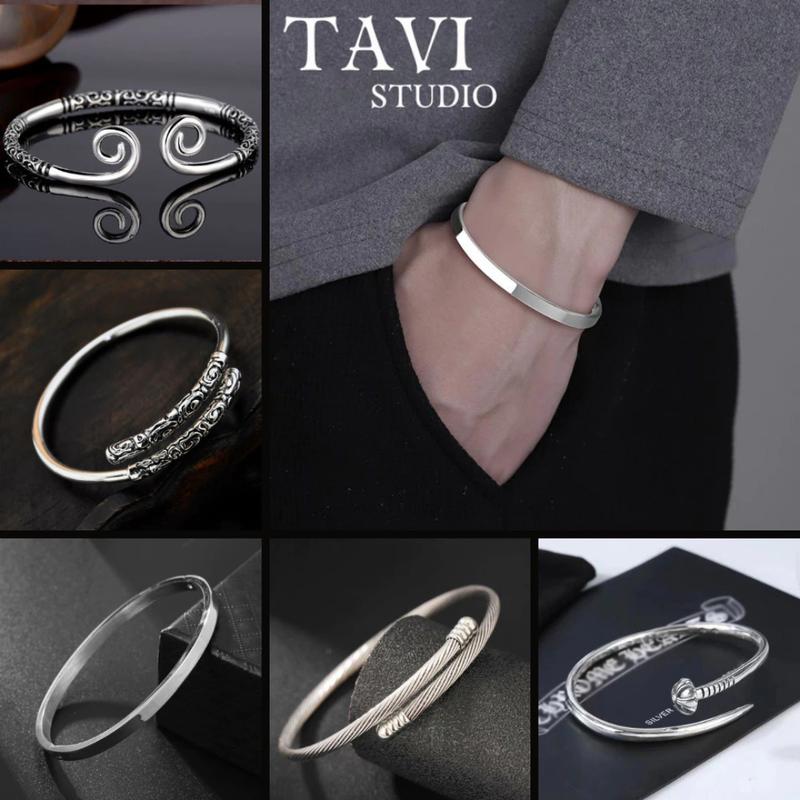 [Mua là mê, chê thì hoàn về] Vòng Tay  Mobius  Cuff Titan Nam Nữ Tavi Studio Thiết Kế Basic Freesize Bản To Thép Không Gỉ Màu Đen Bạc - Trang Sức , Phụ Kiện Thời Trang Unisex Đeo Tay
