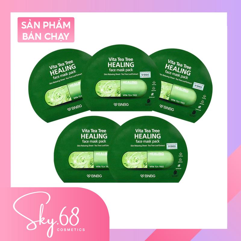  Combo 5 Mặt nạ Dưỡng Da Mặt chiết xuất tràm trà BNBG Vita Tea Tree Healing Face Mask Pack 30ml x5 