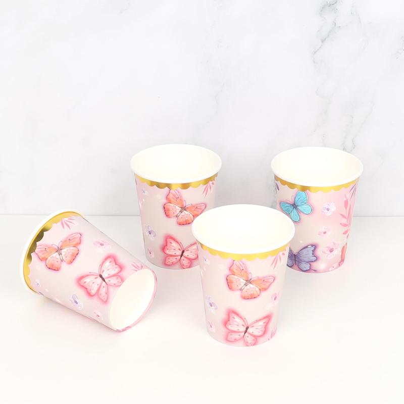 Product Introduction of Butterfly Pattern Disposable Paper Cup, 24pcs 9oz Disposable Paper Cup, Party Supplies for Home 13
