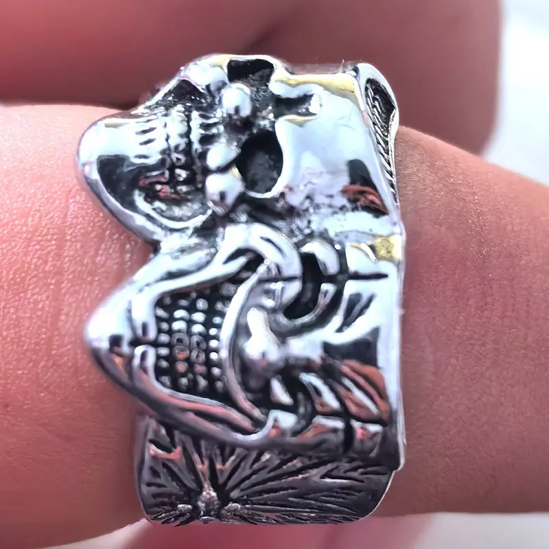 Nhẫn Chú Hề, Hai Mặt, Bạc Thái Lan, Phong Cách Gothic Hợp Xu hướng Nhật Bản Cổ Điển Của Nam Giới, Nhẫn Mở Thủ Công, Thiết Kế Ác Và Thiện năm tháng mặn nồng ring wedding long one piece signet chúa tể những chiếc 1