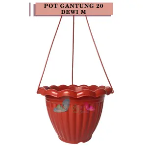 RAJA INDO Pot Gantung Dewi M 20 Coklat Merah Bata Pot Gantung Renda 20cm Pot Bunga Gantung Ukuran 20
