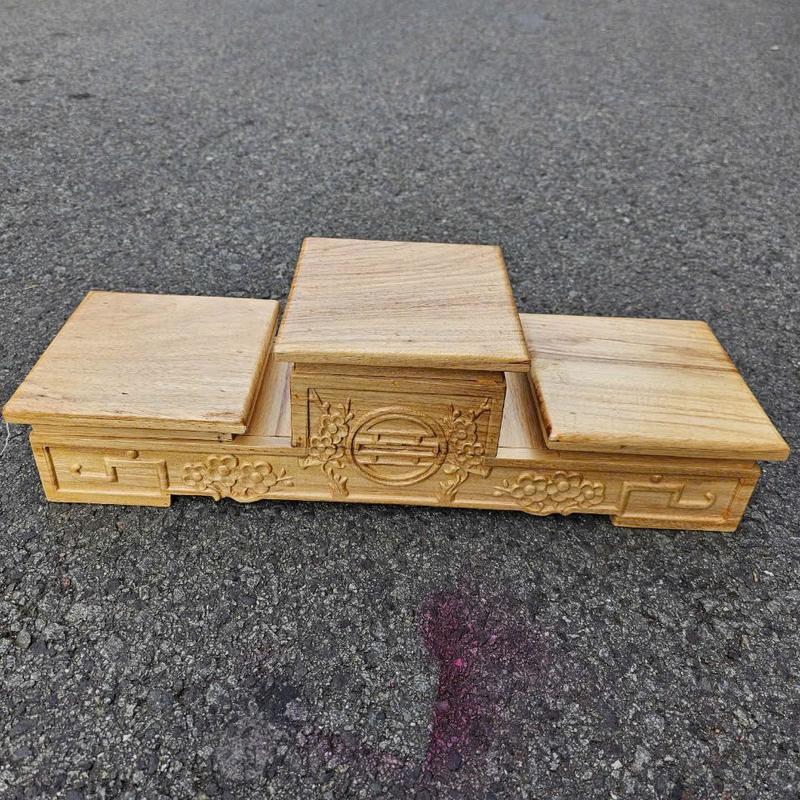 Bục tam sơn gỗ gõ mặt liền, tam cấp gỗ, đế kê bát nhang cao cấp - nhiều size mặt Decor Phòng Trang Trí Nhà