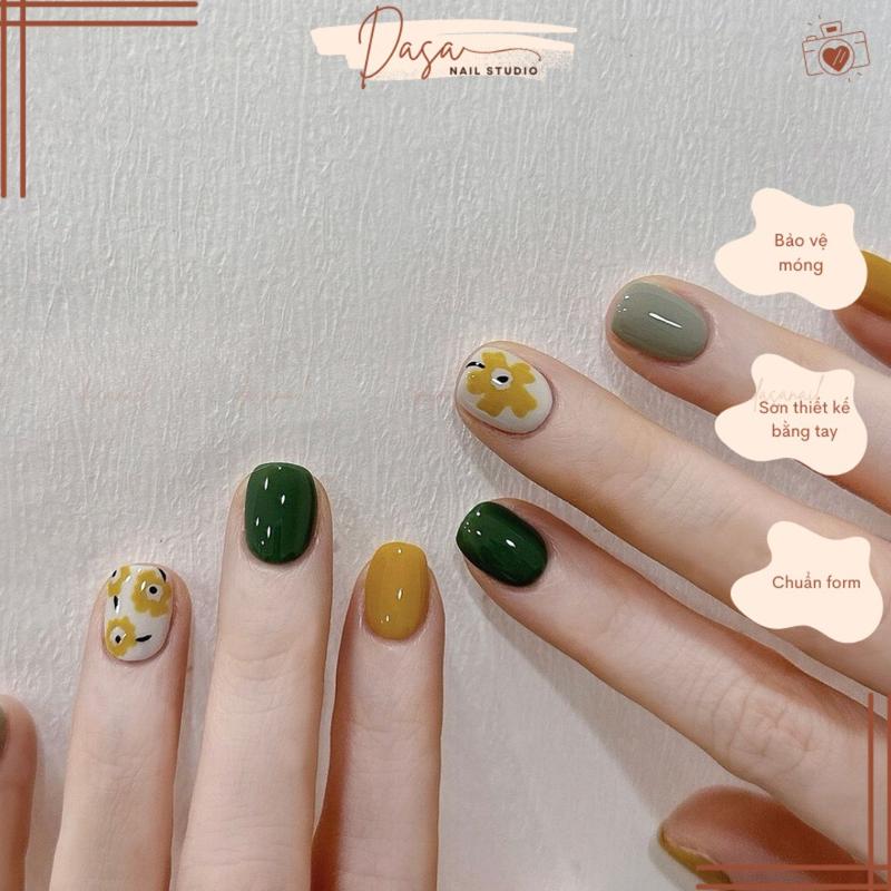 Móng tay form ngắn hàn quốc mix màu nail box thiết kế GIÁ RẺ đơn giản xinh xắn MT038 tặng kèm keo dán móng 