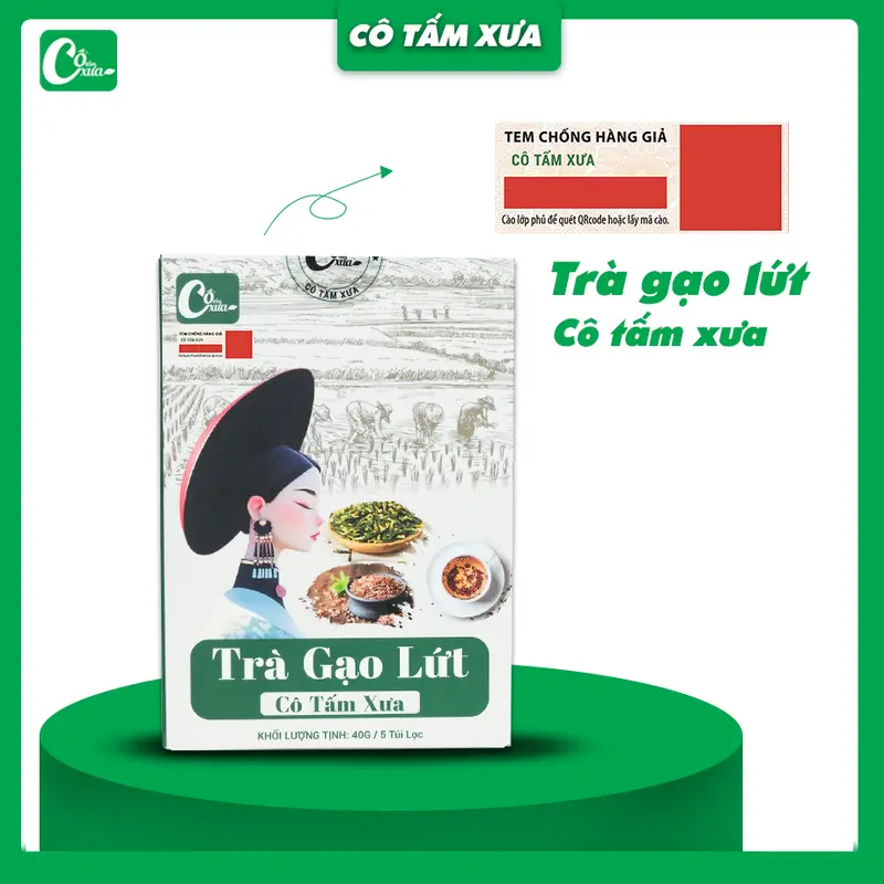 TRÀ GẠO LỨT CÔ TẤM XƯA ( 1 HỘP 5 TÚI LỌC) 0