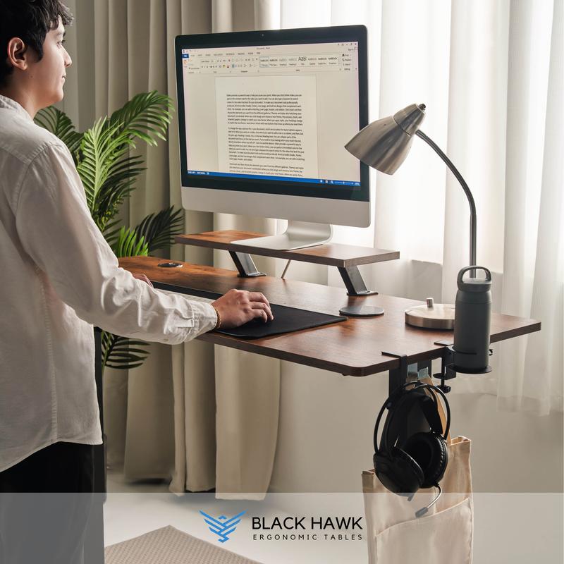 Product Introduction of 🦅 (𝐒𝐆 𝐒𝐓𝐎𝐂𝐊) Black Hawk Ergonomic Monitor Riser | Clamp-On Monitor Riser | Monitor Stand | Computer Stand | Monitor 1