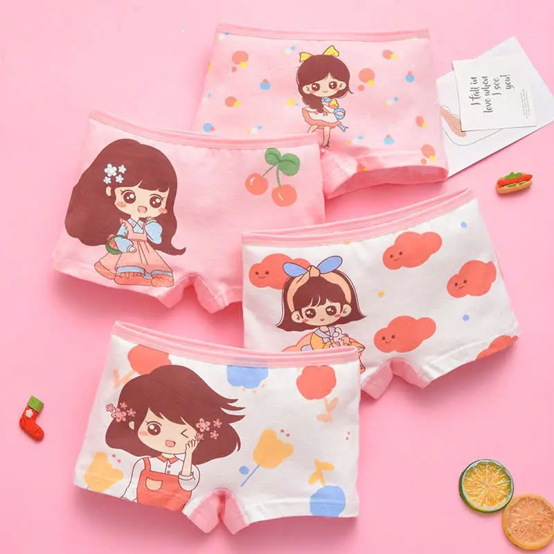 Combo 4 Quần Chíp Đùi Cho Bé Gái Họa Tiết Baby Dễ Thương, Cotton Thoáng Mát Co Giãn  Cho Bé Gái 8kg - 30kg