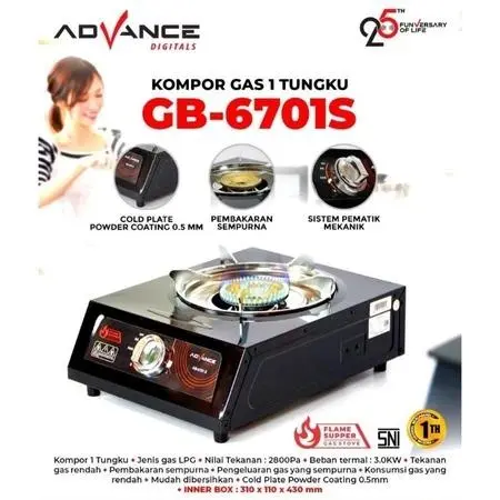 Kompor 1 Tungku Stainless Asli GB6601S / Kompor Gas 1 Tungku Stainless GB6701S Garansi Resmi 0