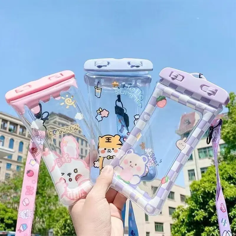 [Hot Sale] Sealed Card Film Cartoon Airbag Waterproof Phone Case Neck Hanging Delivery Touch Screen Diving Special Sealed Anti-Lost Phone Case