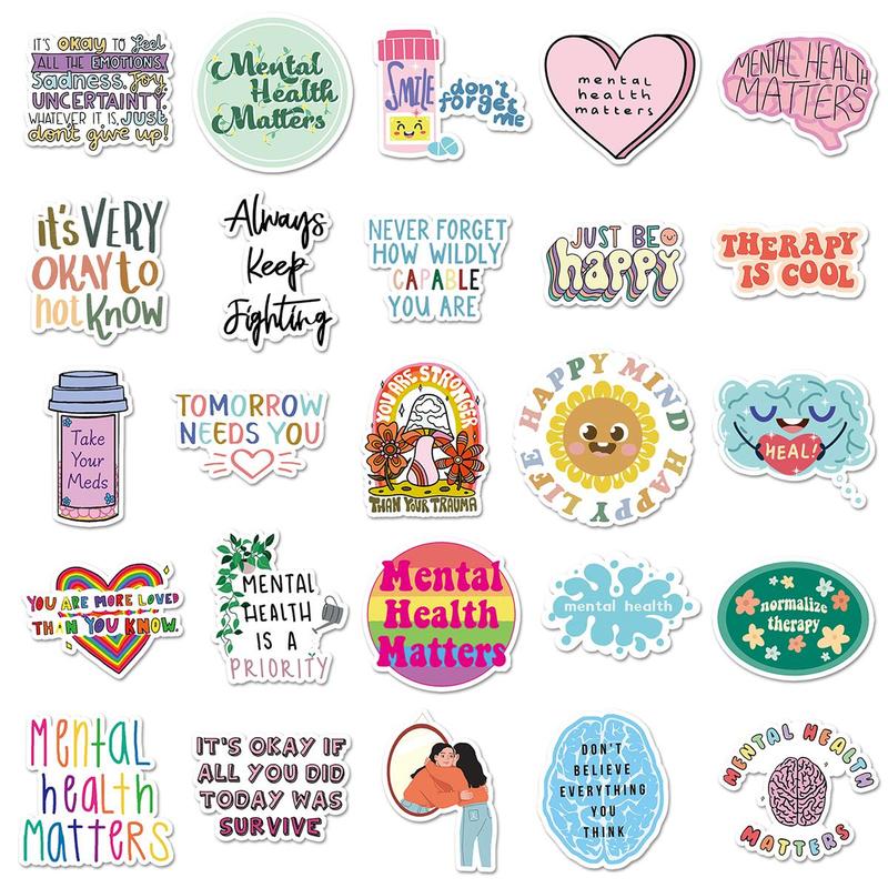 Product Introduction of Cartoon Letter Pattern Sticker, 50pcs Decorative Sticker for DIY Scrapbook Water Bottle 12
