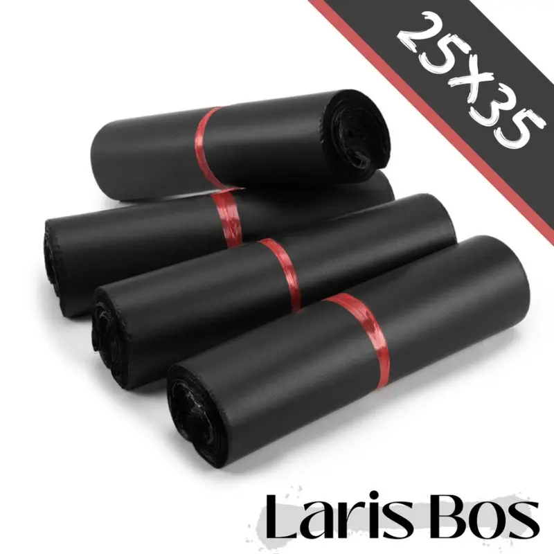 MURAH Polymailer Plastik Hitam Packing Kantong Perekat Kurir 25x35 ISI 100 0