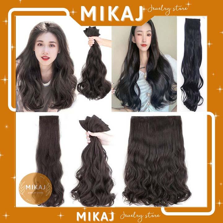 Tóc giả đẹp nữ xoăn sóng dài hàn quốc kẹp phồng chân tóc kẹp phím highlight nửa đầu cute (bộ 3 set tóc giả) MIKAJ STORE