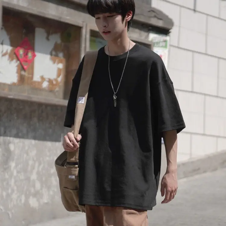 Áo Thun Tay Lở Tee Basic Trơn Unisex Form Rộng Thu Đông Trơn Trơn Trơn Menswear Hoodie Cotton Top 3