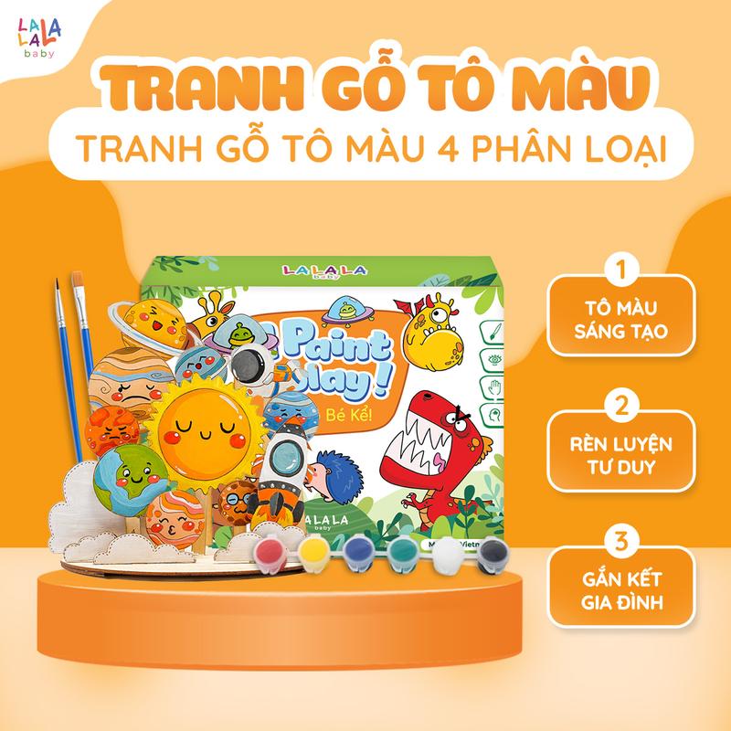 Tranh tô màu gỗ cho bé I Paint I Play Bé tô bé kể Lalala Baby kể chuyện đồ chơi đi kèm bút màu