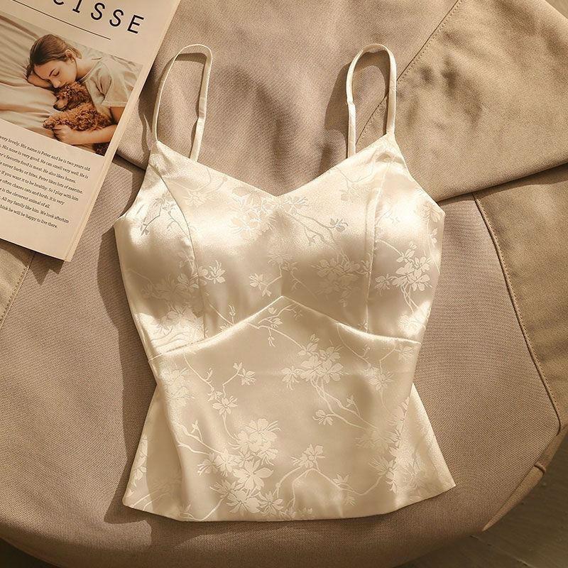 Product Introduction of Áo Yếm Satin Jacquard Kiểu Pháp, Phong Cách Trung Quốc Mới, Có Đệm Ngực Dây Đeo Trên Cùng, Áo Ống Mặc Trong Ngắn, Áo Làm Đẹp, Độc Đáo Nữ Top Women Denim 3