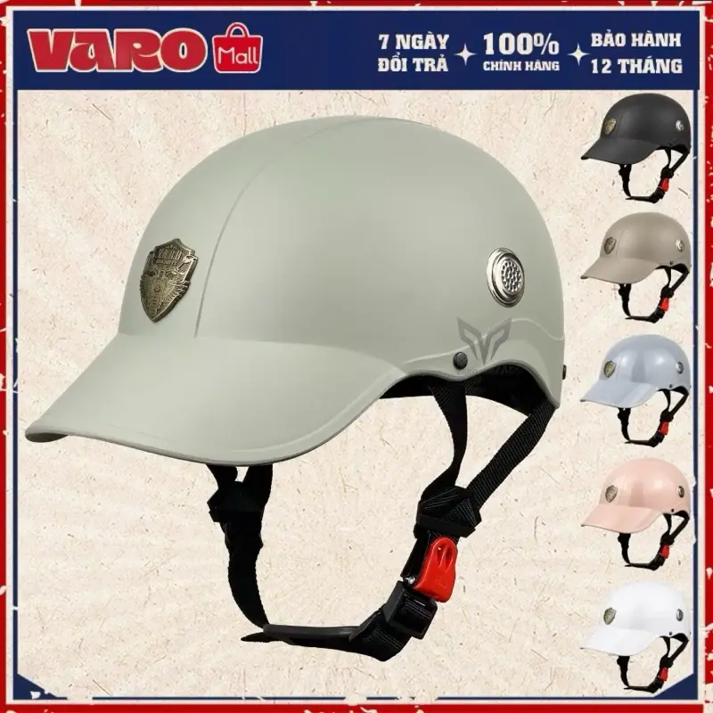 Mũ Bảo Hiểm Lưỡi Trai Varo - Nón Bảo Hiểm 1/2 Kết Cứng, Mỏ Liền, Nón Kết Dành Cho Nam Nữ 0