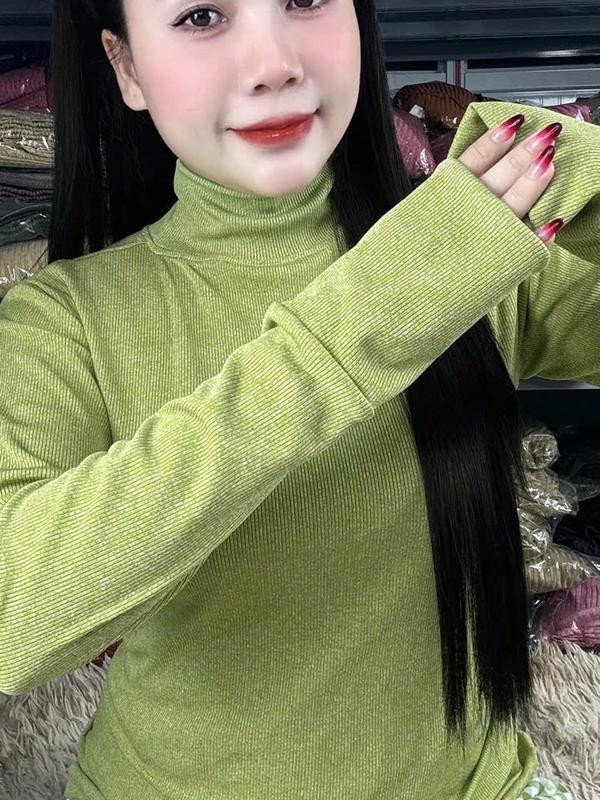 Áo Khoác Áo Thun Ủ Kem Cổ Lọ Tay Dài Thun Tăm 35-78kg