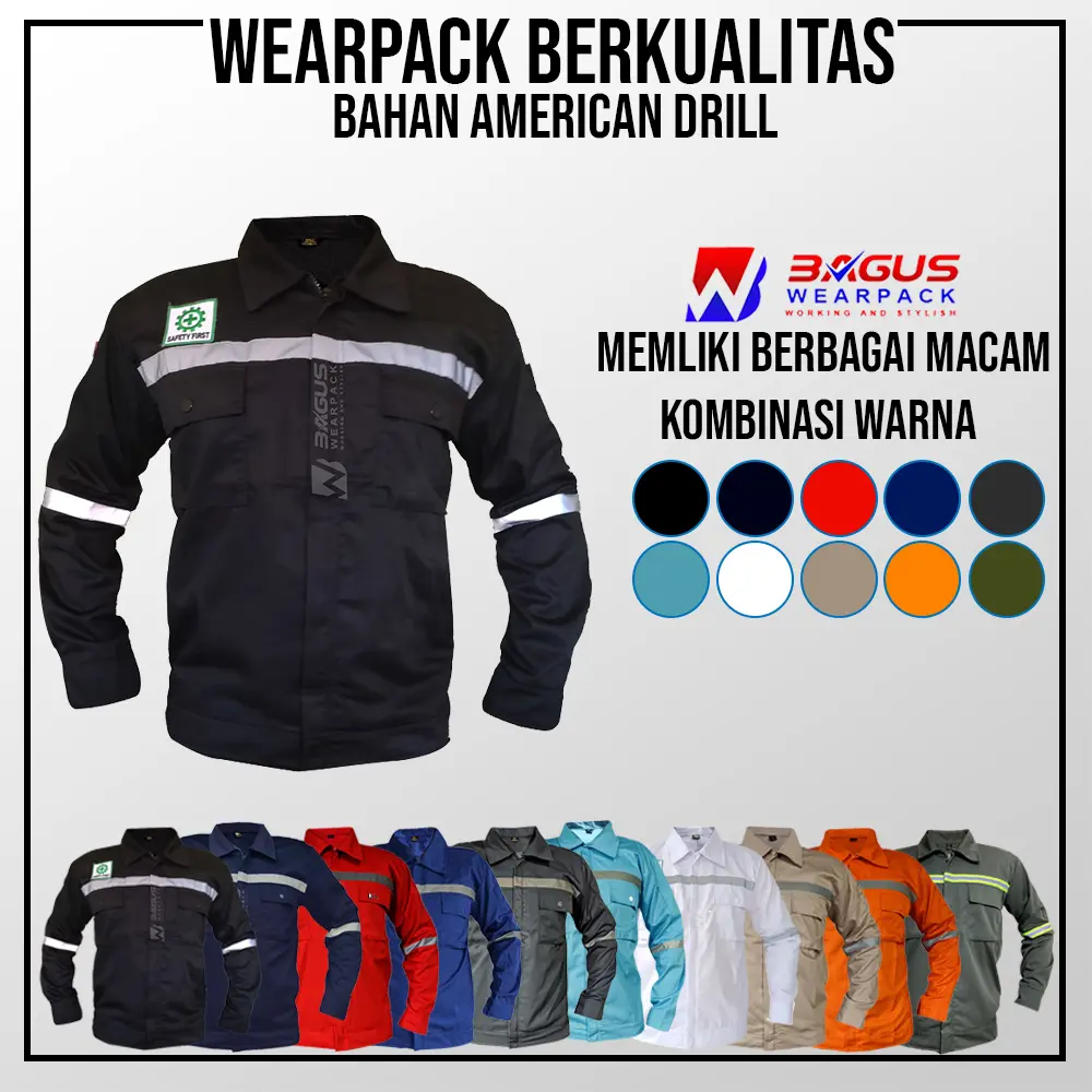 BAJU PROYEK KEREN / BAJU KERJA PRIA PROYEK / Wearpack Safety Kombinasi Panjang Setelan