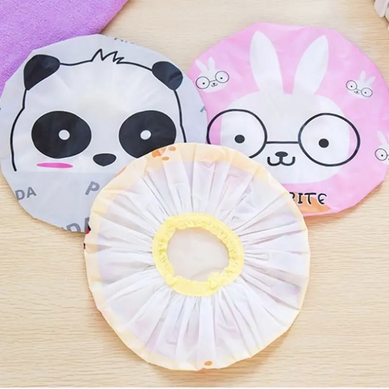 Topi Keramas Shower Cap Karakter Penutup Rambut Anak Dewasa Bahan Plastik PVC