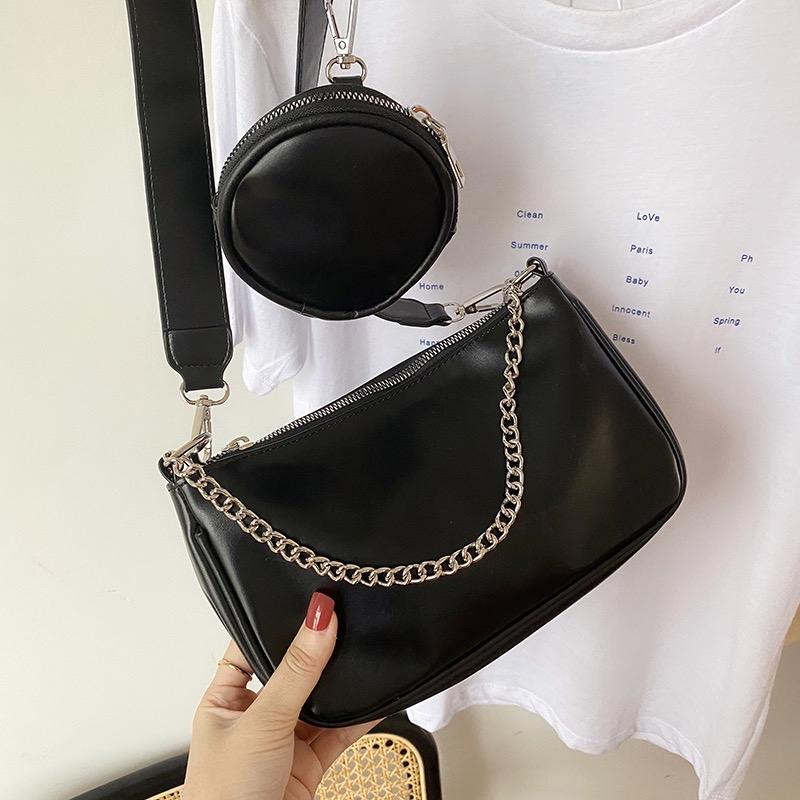 Túi hobo 3 dây vừa kẹp nách và đeo chéo kèm túi mini tròn tuixach