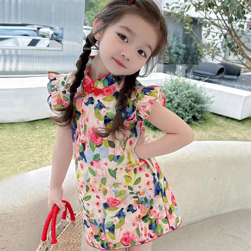 Children's Clothing Girls Cheongsam Little Girl Skirt  Children's  Dress Princess Dress Retro Chinese Style Dress