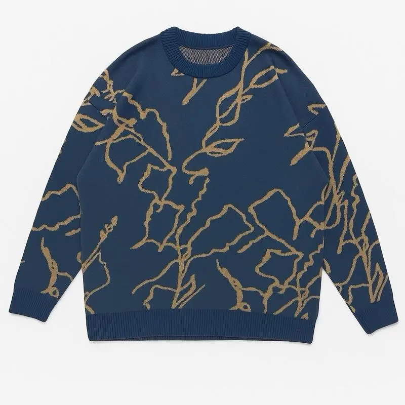 VoidKnit-sweater line abstrak oversized pria wanita