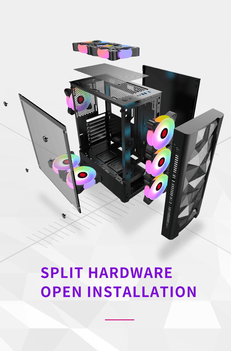 Inplay Meteor 03 PC Case Tempered Glass Gaming Computer Casing ATX ...