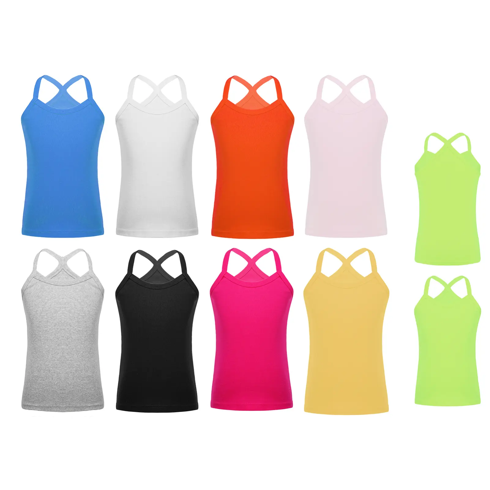 inhzoy Islamic Girls Y Back Athletic Tank Yoga Dance Camisole Spaghetti Straps Vest Kids Cotton Cami Sleeveless Tops Sleepwear