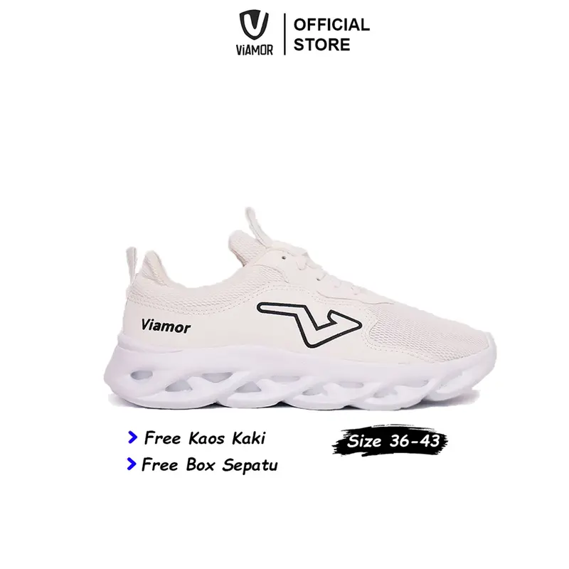 Sepatu Viamor Running Hero Series White / Sepatu Sneakers Casual Sport Pria Wanita Size 36-43 Kerja Shoes Fashion putih 0
