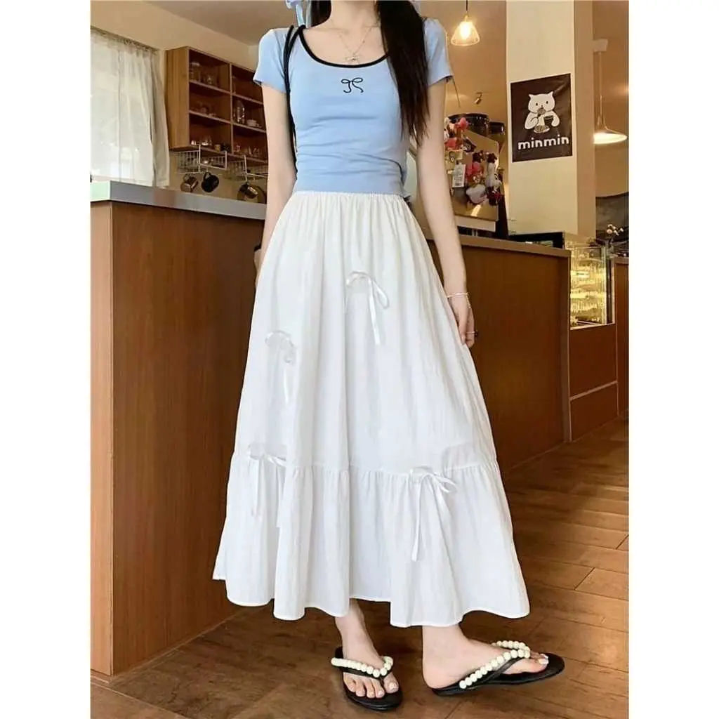 Rok Ruffle Pita Ribbon Skirt / Rok Wanita Katun