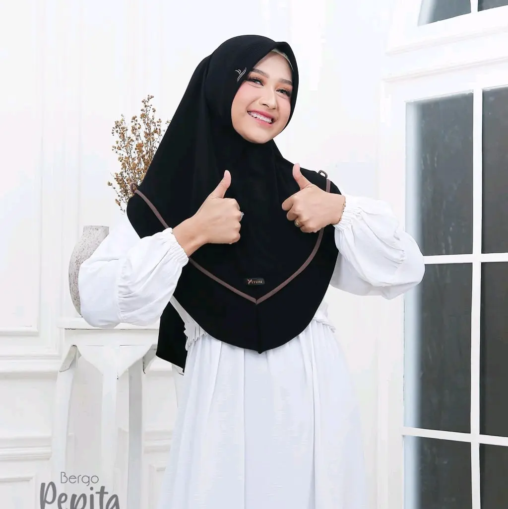bergo pepita Jilbab Instan Kerudung Muslim
