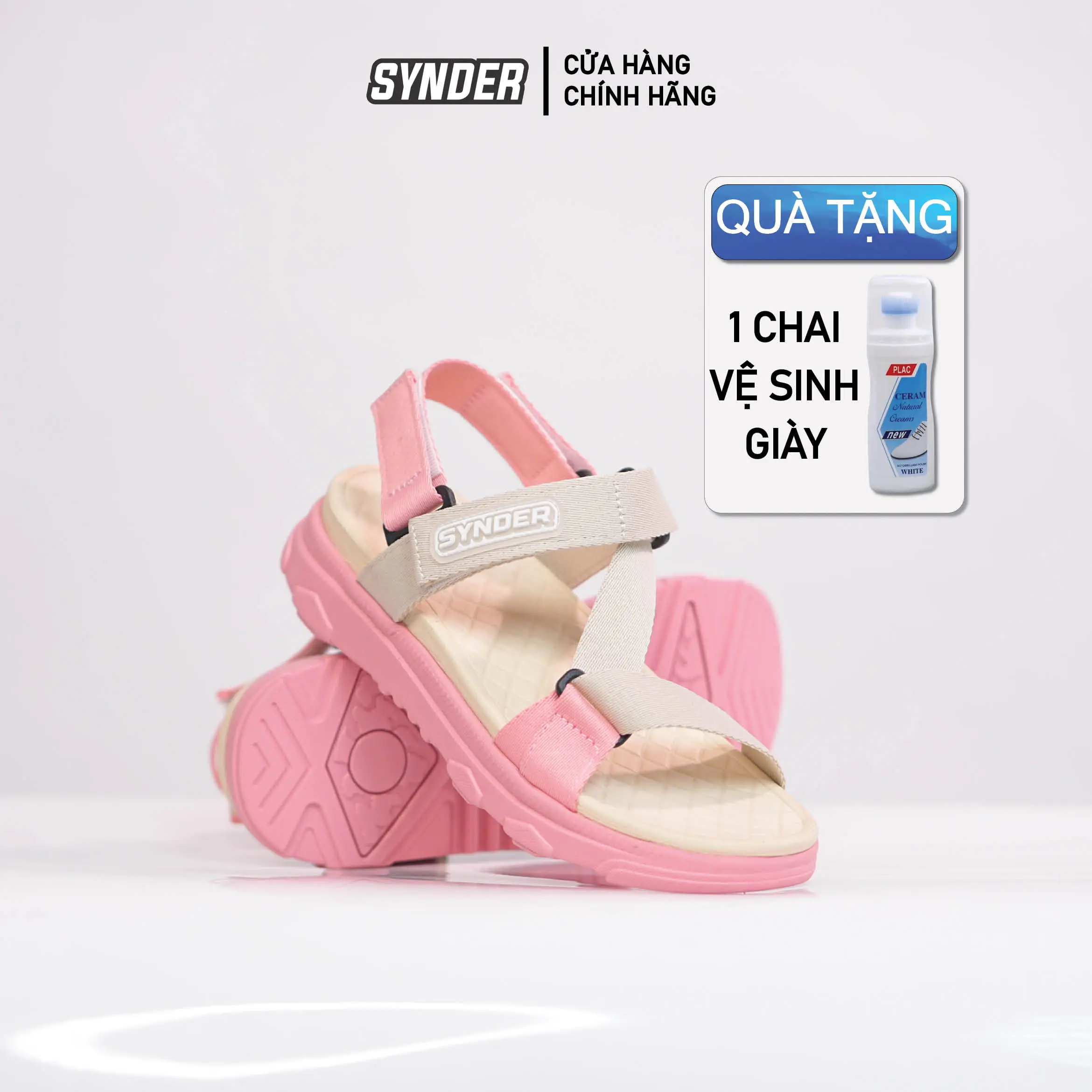 Dép Sandal Nam Nữ SYNDER SD1 - Dép đẹp, nhẹ, thoáng mát [Be Hồng, Size 36-44, Tặng chai vệ sinh]