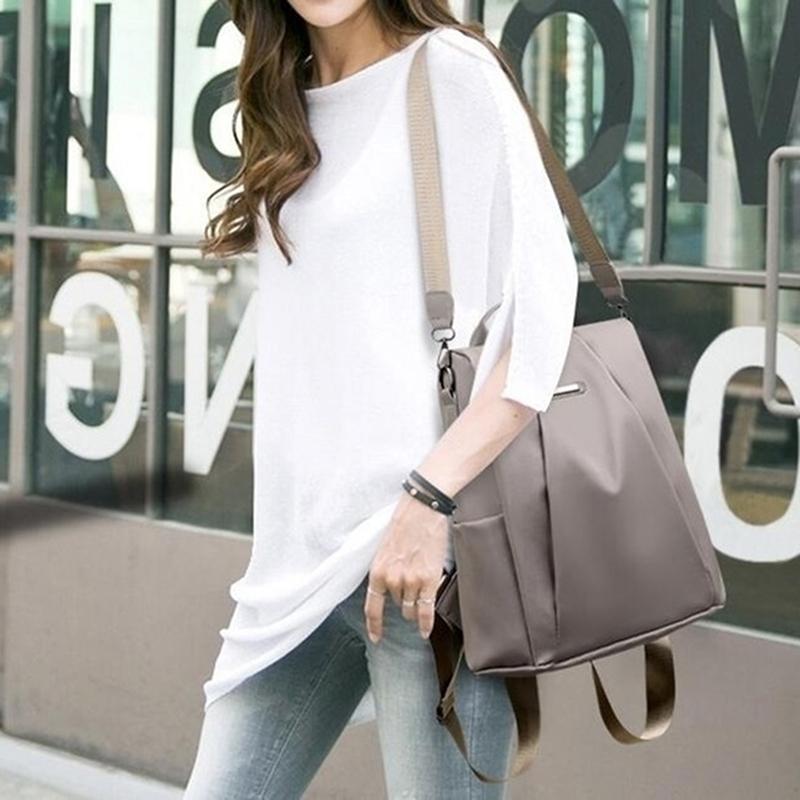 Women's Backpack Casual Nylon Solid Color School Single Shoulder Bag Female Fashion Detachable Strap Large Capacity Backpacks 2