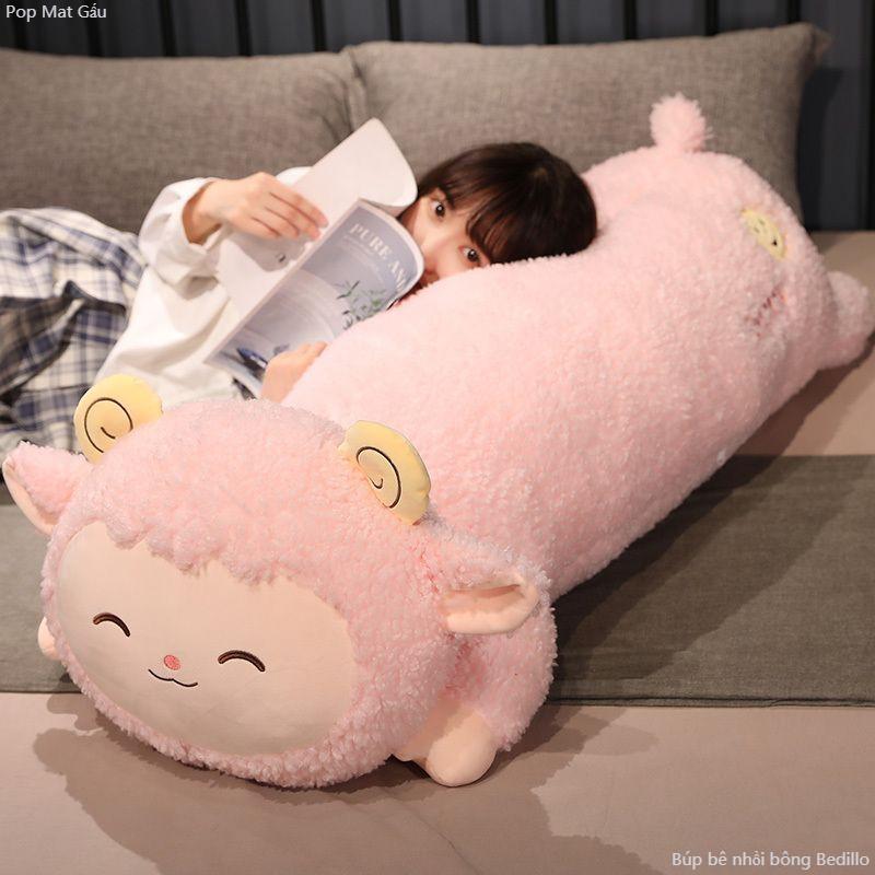  【Nóng bán Búp bê cừu Alpaca hồng 110CM gối ôm mềm mại dễ thương sang trọng búp bê dài kẹp chân đệm PP cotton chất liệu an toàn lý tưởng ôm khi ngủ 