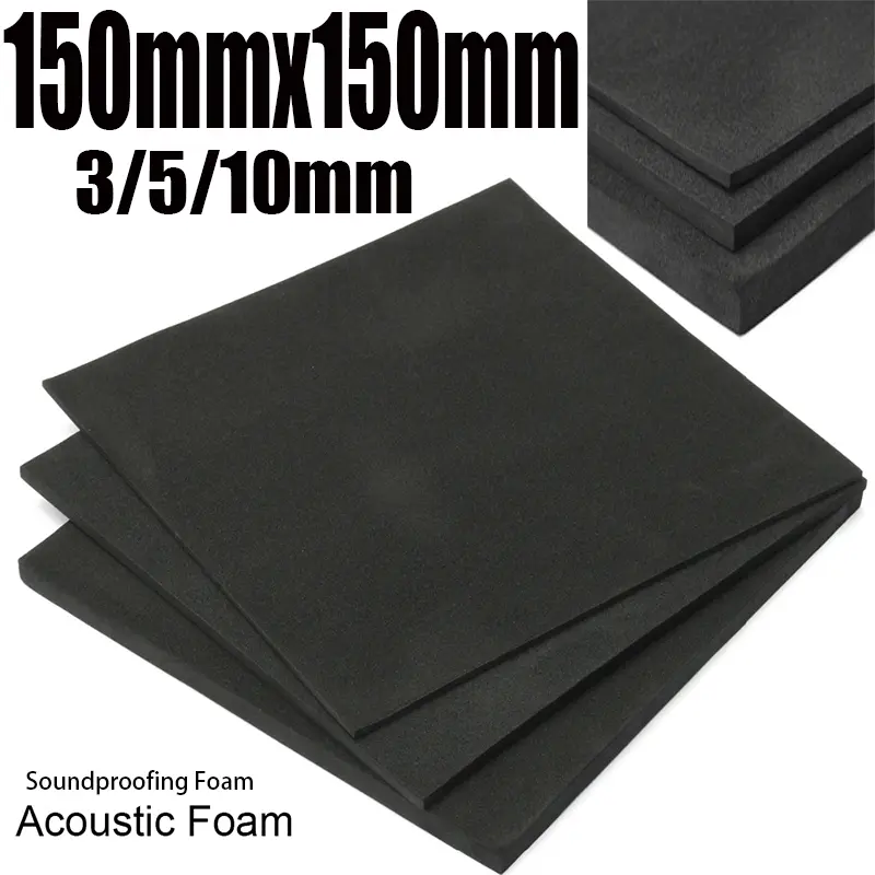 150x150mm Soundproofing Foam 3/5/10mm Acoustic Foam Sound Treatment Studio RoomKTVAudio Absorption Wedge Tiles Polyurethane Foam