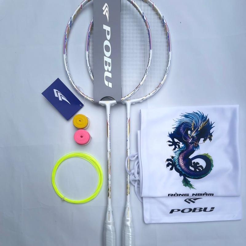  Vợt cầu lông Pobu bản Rồng ngâm max 15kg đan sẵn 12kg tặng kèm quấn cán túi đựng vợt 